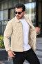 Men's Pocketed Windbreaker & Raincoat with Stitching Detail in Cream