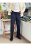 Carrot Cut Waist Drawstring Trousers Navy Blue 2810 - 5
