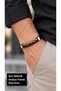 Helderis Giltcoil Black Leather Men's Bracelet - Gold-Tone Shiny Weave