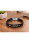 Torvenis Bronzemark Black Leather Men's Bracelet - Metallic Beads and Bronze Detail - 2