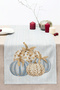 Autumn Themed Decorative Dining Table Digital Printed Runner with Pumpkin Figures and Striped Patterns 40X14 - 3