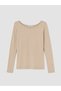 Beige Boat Neck Women's T-Shirt - 5