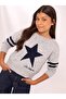 Girl's Boat Neck Knit Sweater Gray