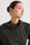 Degaje Yaka Oversize Checkered Blouse Khaki 9839 - 6