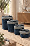 Christmas Wicker Rope Decorative 4-Piece Wicker Rope Basket with Lid Knitted Rope Basket Organizer Storage Box Home Office Kitchen Bathroom Bedroom Multi-Purpose - 2