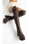 Women's Leather Look Platform Sole Thick Heeled Long Boots - 2