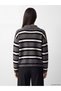 Women's Knitwear Sweater with Turn-Down Roba Collar and Stripes from Uzg Store for Style Enthusiasts - 5