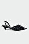 Matilda Polka Dot Buckle Detailed Women's Heeled Shoes - Black