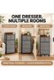 5 Drawer Fabric Dresser, Tall Storage Organizer with 2 Small and 3 Large Drawers, Steel Frame and Wood-Look Top for Bedroom, Closet or Entryway, Gray, 43 × 29 × 102.5 cm - 8