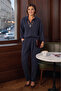 Navy Blue Kupra Trousers and Shirt Double Set - 2