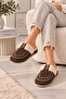 Women's Plush Detailed Suede House Slippers Embroidered Tassel Detailed Gift Dowry House Slippers Stc1360 - 2