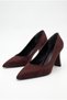 Women's Pointed Toe Thick Striped Heeled Classic Daily Stiletto Shoes - 3