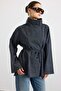 Degaje Yaka Oversize Checkered Blouse Anthracite 9839 - 2