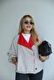 Plaid Bomber Jacket with Red Collar Trim - 2