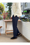 Carrot Cut Waist Drawstring Trousers Navy Blue 2810 - 3
