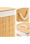 60L Foldable Bamboo Laundry Hamper with Lid and Rope Handles, Rectangular Clothes Storage Basket for Bedroom, Bathroom and Laundry Room, Natural - 5
