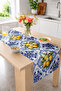 Lemon Flower and Tile Patterned Digital Printed Decorative Runner 40X140 cm Kitchen Console Use - 2