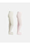 Esvab • Modern & Distinctive Embroidered and Patternless Girls' Pantyhose, Pack of 2