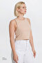 Beige Standard Fit Regular Cut Crew Neck Crop Body - 3