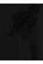 Black Floral Appliqué Soft Touch Women's Sweatshirt Tunic - 7