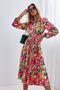 Msn Floral Patterned A-Line Midi Shirt Dress