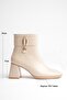 Women's Beige 7cm Thick Heeled Boots & Booties with Gold Accessories and Zipper - 2