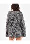 Women's Black-White Oversize Hooded Leopard Print Jacket Nj185 - 8