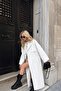 Women's White Oversize Raglan Sleeve Long Trench Coat Pc4349 - 2