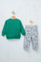 Baby Boy Dinosaur Printed Double Set Sweatshirt and Pants with Shoulder Snap Fasteners - 6