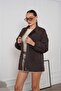 Women's Bitter Brown Epaulet Detailed Waist Gathered Lightweight Jacket Pc4408 - 7