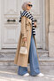 Navy Blue White Striped Square Knitwear Shoulder Scarf 2828 - 5