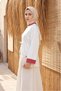 Slit Crew Neck Unlined Above Knee Hijab Tie-Up Sweatshirt - White - 2