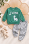 Baby Boy Dinosaur Printed Double Set Sweatshirt and Pants with Shoulder Snap Fasteners - 2