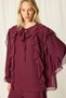 Women's Ruffle Pants and Top Set - Burgundy - 3