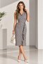 Women's Zero-Sleeve Degaje Collar Cross Front Detail Satin Midi Dress - 3