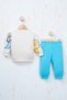 Baby Boy Cute Lion and Elephant Patterned Two Yarn Sweatshirt Set - 6