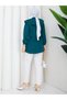 Women's Petrol Blue Layered Collar Shirt with Flounces on the Front Asf401 - 3