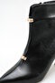 Black Shiny Pointed Toe Thin Heeled Zippered Boots - 5