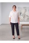 Women's Plus Size Striped Shirt Oversize Loose Short Sleeve Viscose White - 2