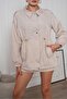 Women's Stone Epaulet Detailed Waist Gathered Lightweight Jacket Pc4408