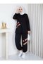 Women's Black Garnished Oysho Sports Set Asf428