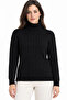 Women's Turtleneck Full-Throated Thick Ribbed Regular Fit Knitwear Sweater - Black - 2