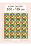 100% Cotton Satin Patchwork Fabric – 300X155 cm – Geometric Pattern, Green Orange and Blue Tones - 2
