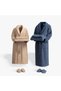 Serena Family Bathrobe Set 10 Pieces 100% Cotton Jacquard Dark Beige-Navy Blue M/L