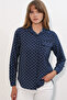 Women's Single Pocket Polka Dot Oversize Shirt 20399 - Navy Blue - 3