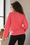 Women's Pomegranate Flower Zero Collar Oversize Long Sleeve Basic T-Shirt Arm-27K001017 - 2