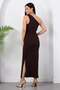 One-Shoulder, Buckle-Waist, Slit Crepe Dress Grs4151 - 7