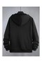 Sweatshirt Zippered Cardigan - Black Printed Oversized Winter Hoodie with Pockets - 2