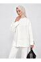 Women's White Slit Modal Fabric Crew Neck Oversize Hijab Tunic Sweatshirt - 4