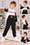 Boy's Printed 2-Piece Tracksuit Set – Black White Red